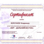 сертификат за 2-е место в конкурсе БИТ